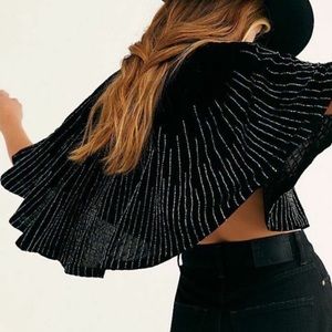 Free People Velvet Crush Embellished Capelet